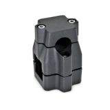 GN 135 Aluminum Two-Way Connector Clamps, Multi-Part Assembly, Unequal Bore Dimensions