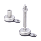 GN 33 - Stainless Steel-Levelling feet with fixing lug rubber black, Inch